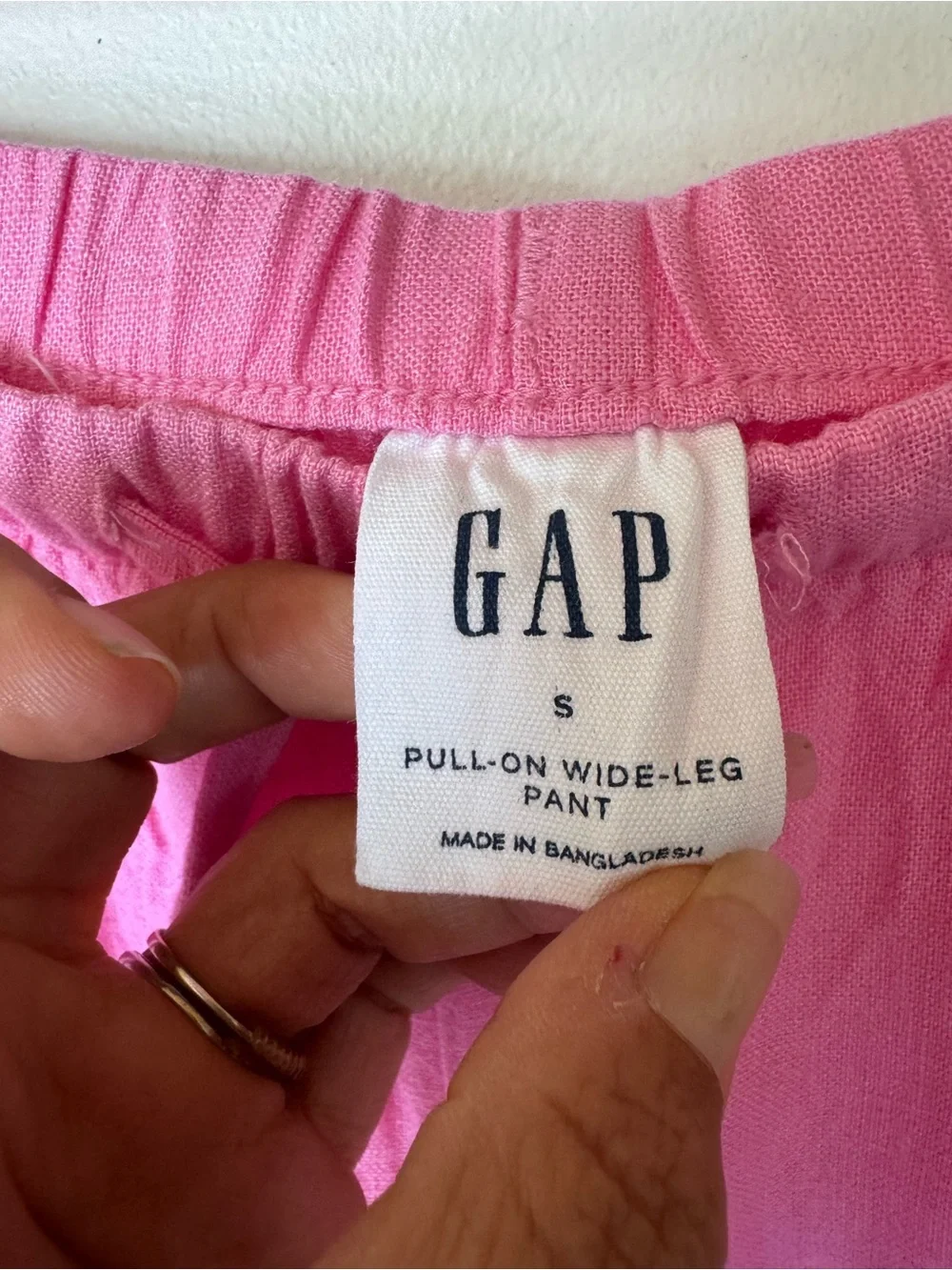 GAP Pink Drawstring Wide-Leg linen blend Pants size small NEW